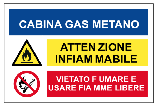 Cartello Sicurezza - Cabina GAS Metano