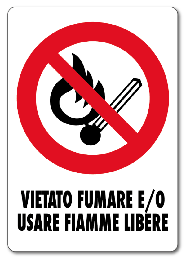 Cartello Vietato Usare Fiamme Libere in Alluminio