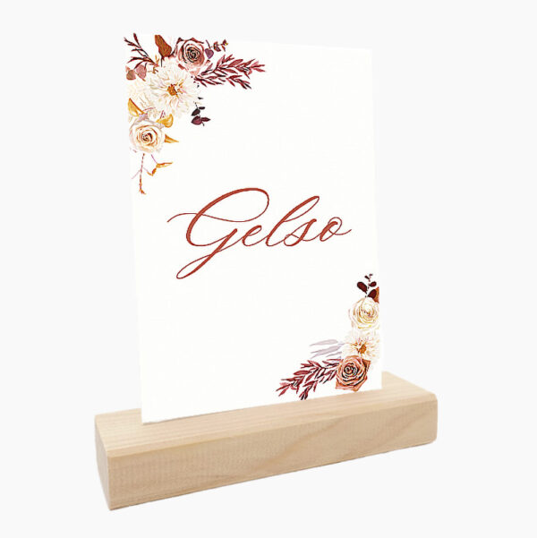 Segnatavolo con base in legno